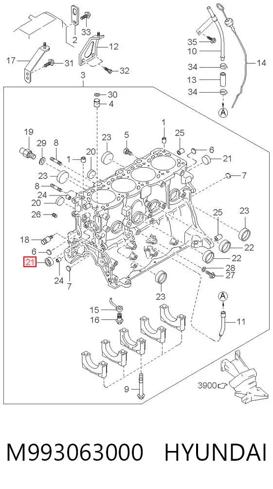 Заглушка блоку циліндрів M993063000 Hyundai/Kia