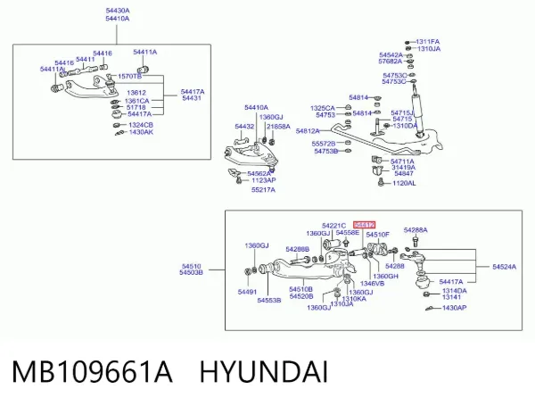 Болт переднього важеля, нижнього MB109661A Hyundai/Kia