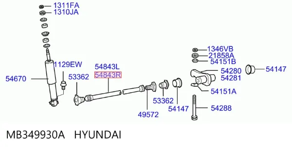 Торсіон передній правий MB349930A Hyundai/Kia
