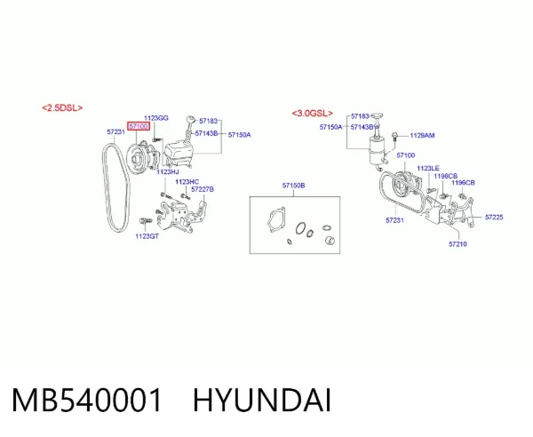 Насос ГУР MB540001 Hyundai/Kia