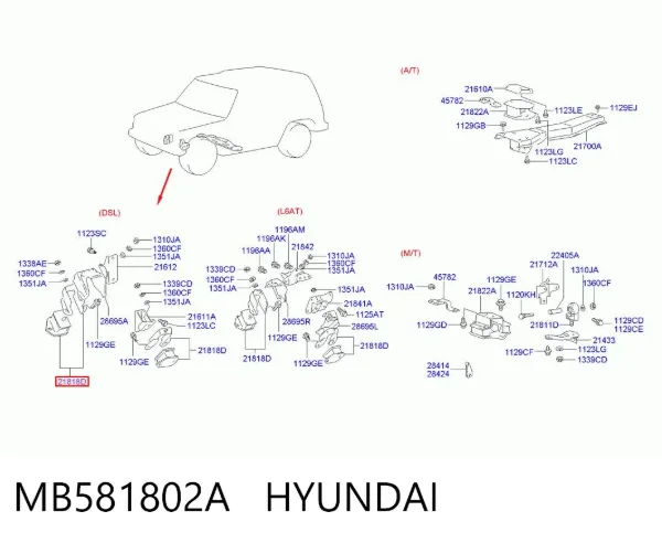 Подушка (опора) двигуна, ліва MB581802A Hyundai/Kia