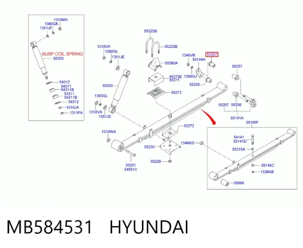 Сайлентблок сережки ресори MB584531 Hyundai/Kia