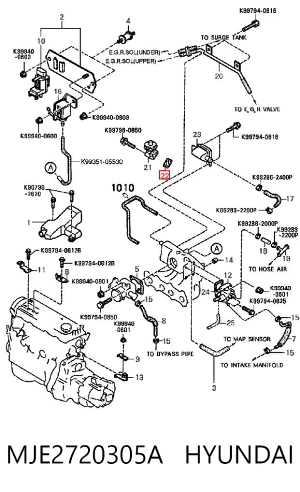 Прокладка EGR-клапана рециркуляції MJE2720305A Hyundai/Kia