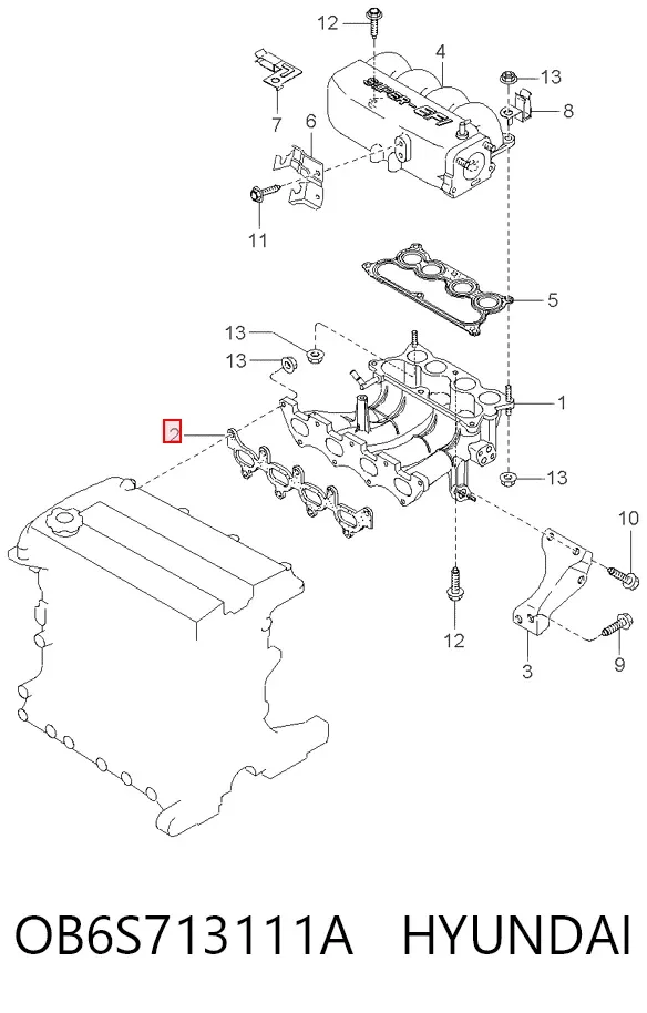 Прокладка впускного колектора OB6S713111A Hyundai/Kia