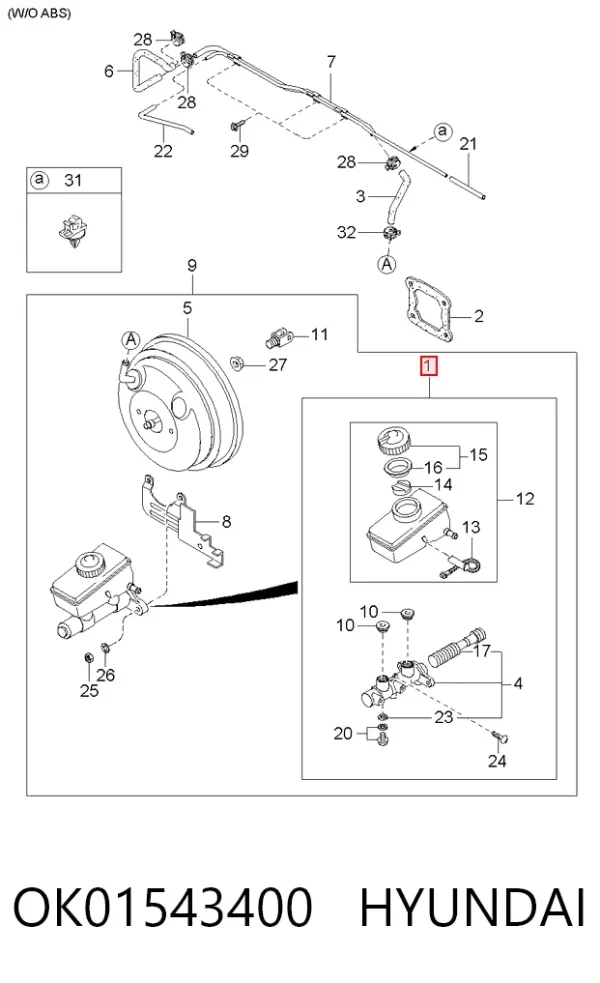 Головний гальмівний циліндр OK01543400 Hyundai/Kia