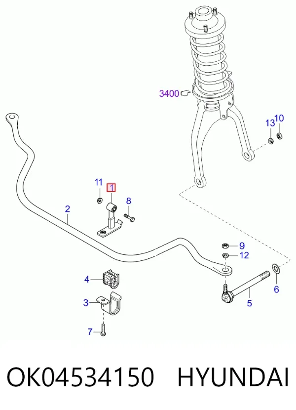 Стійка стабілізатора переднього OK04534150 Hyundai/Kia