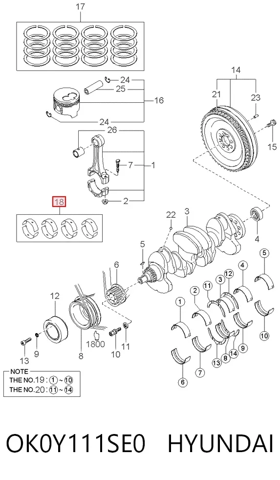 Вкладиші шатунні OK0Y111SE0 Hyundai/Kia