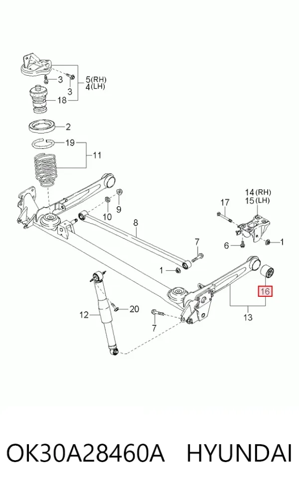 Сайлентблок задньої балки OK30A28460A Hyundai/Kia