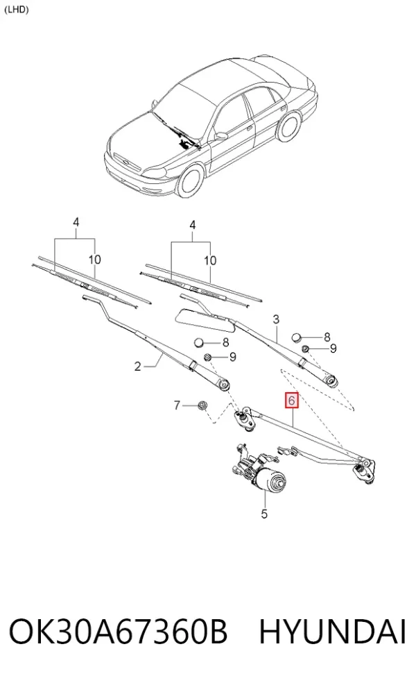 Трапеція двірників OK30A67360B Hyundai/Kia