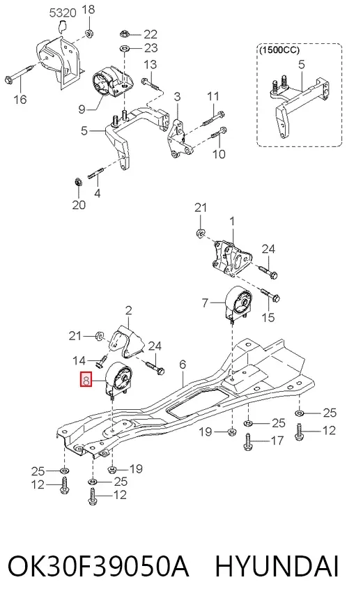 Подушка двигуна передня OK30F39050A Hyundai/Kia