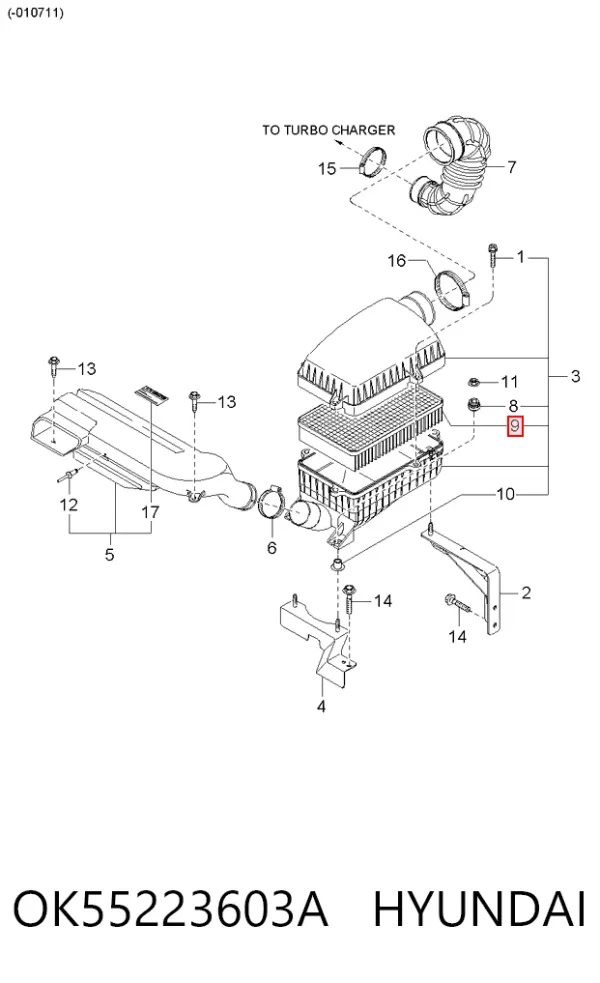Повітряний фільтр OK55223603A Hyundai/Kia
