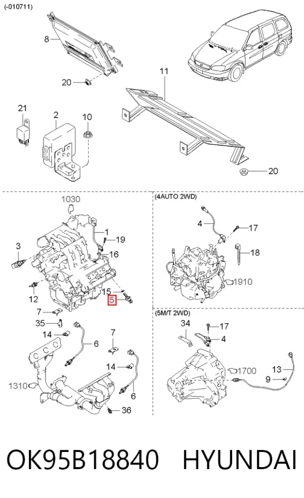 Датчик температури охолоджуючої рідини OK95B18840 Hyundai/Kia