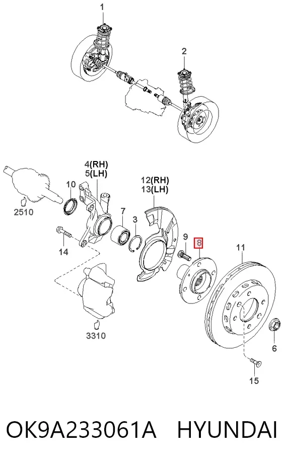 Передня маточина OK9A233061A Hyundai/Kia
