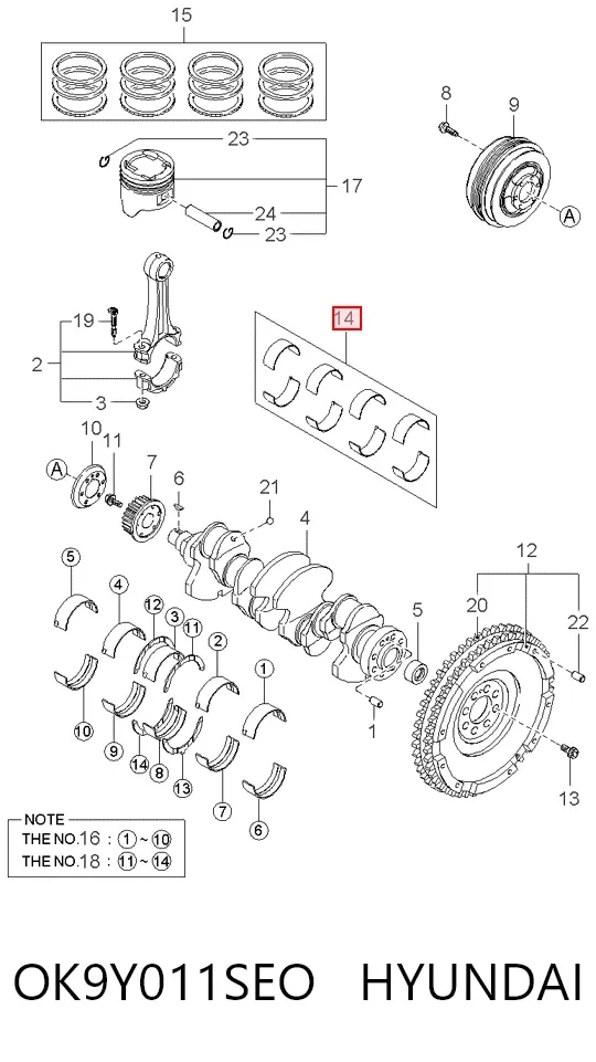 Вкладиші шатунні OK9Y011SEO Hyundai/Kia