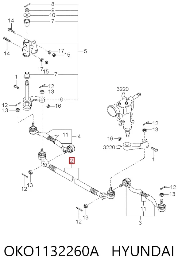 Тяга рульова центральна OKO1132260A Hyundai/Kia