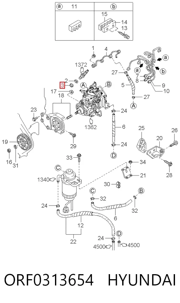 Ремкомплект форсунок ORF0313654 Hyundai/Kia