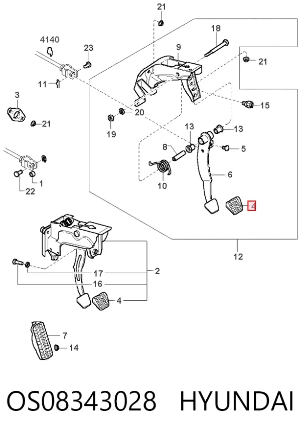 Накладка педалі гальма OS08343028 Hyundai/Kia