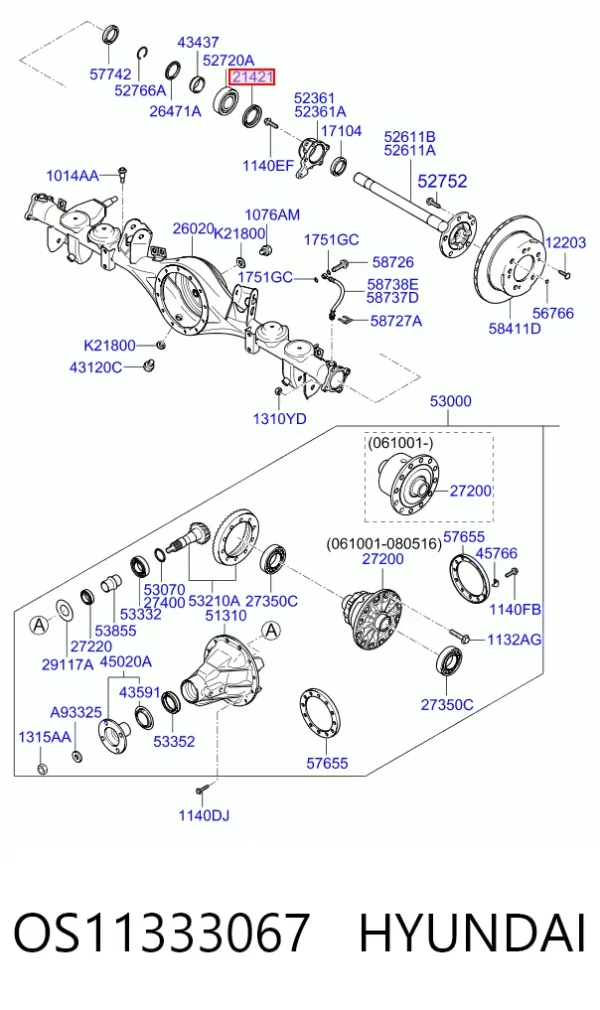 Сальник задньої маточини, зовнішній OS11333067 Hyundai/Kia