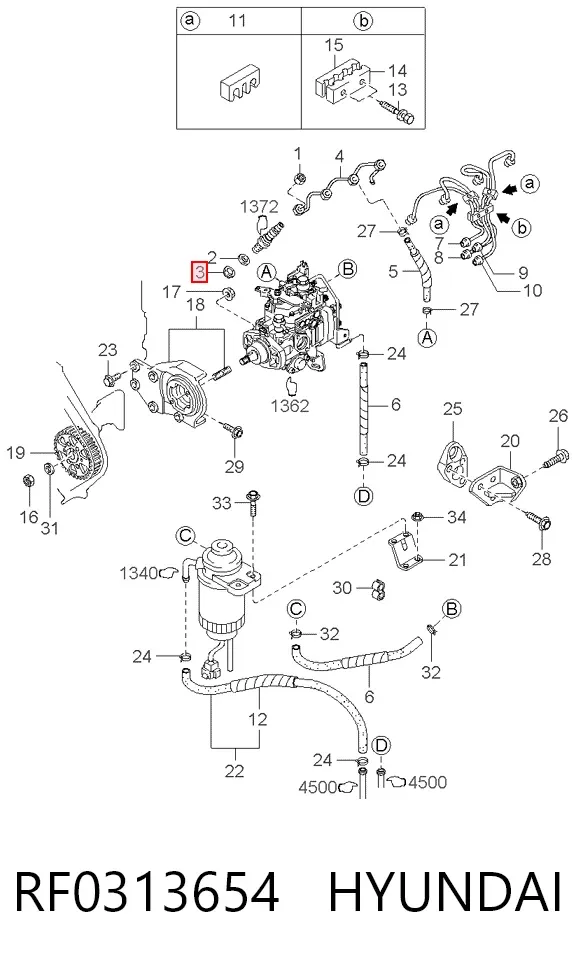 Ремкомплект форсунок RF0313654 Hyundai/Kia