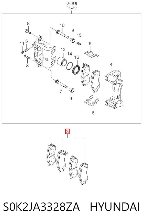 Передні тормозні колодки S0K2JA3328ZA Hyundai/Kia