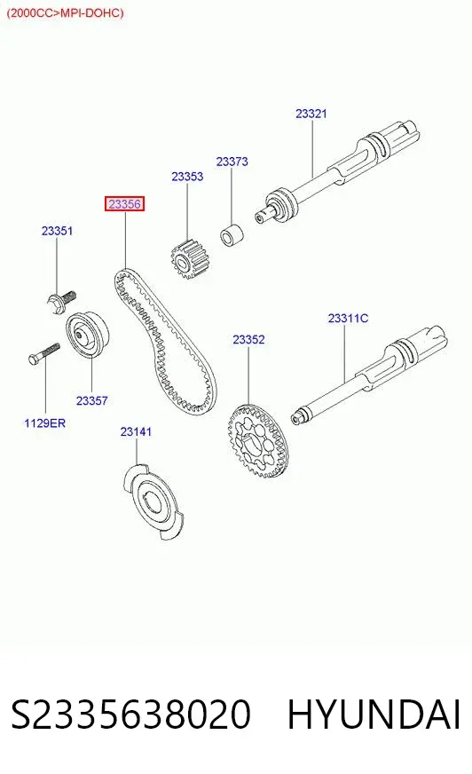 Ремінь балансувального вала S2335638020 Hyundai/Kia