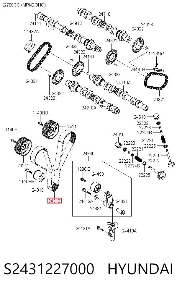 Ремінь ГРМ S2431227000 Hyundai/Kia