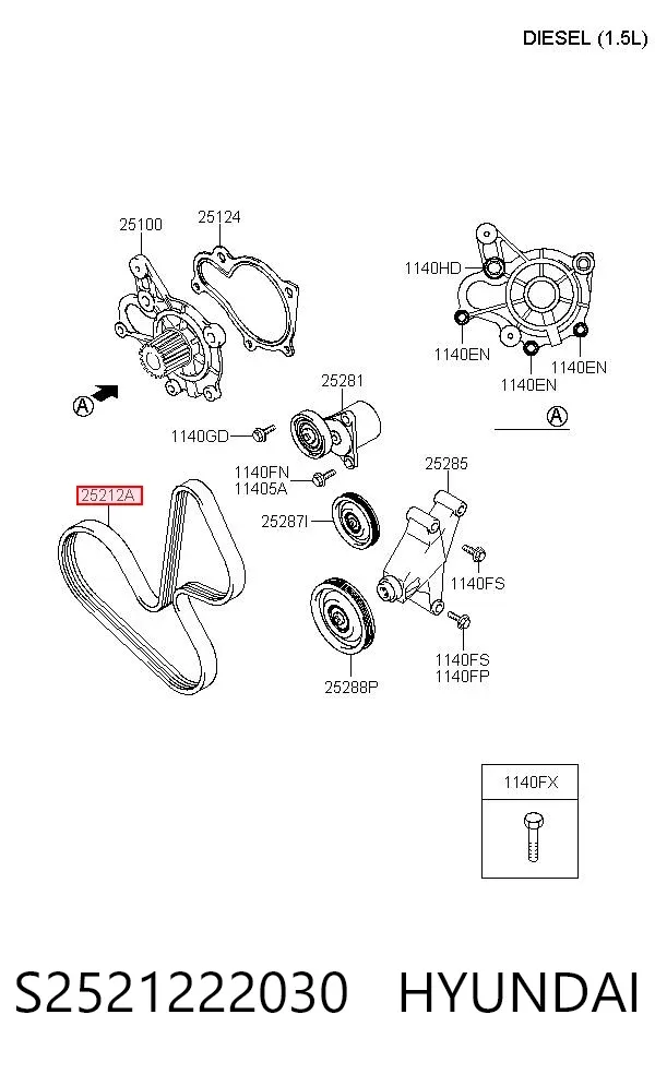 Ремінь генератора S2521222030 Hyundai/Kia