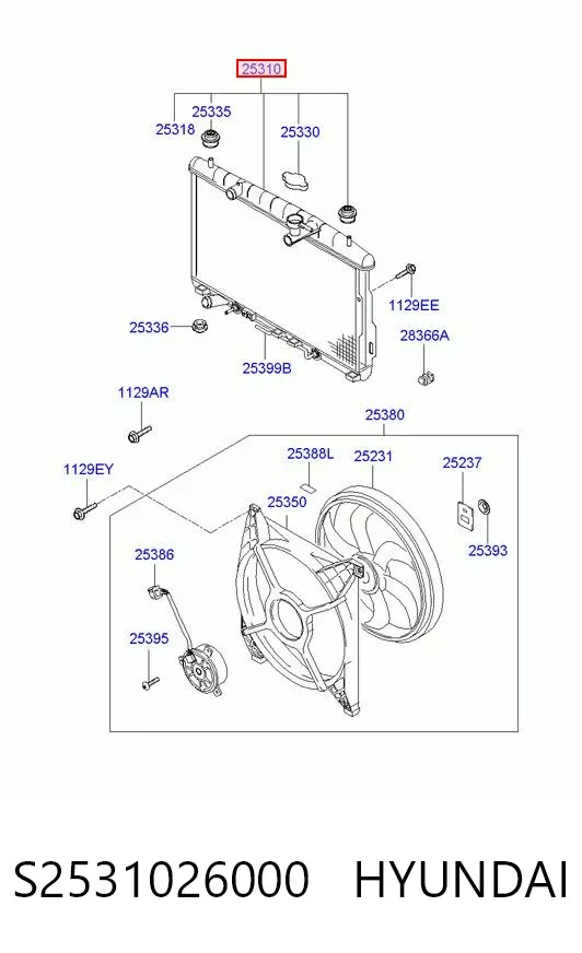 Радіатор S2531026000 Hyundai/Kia