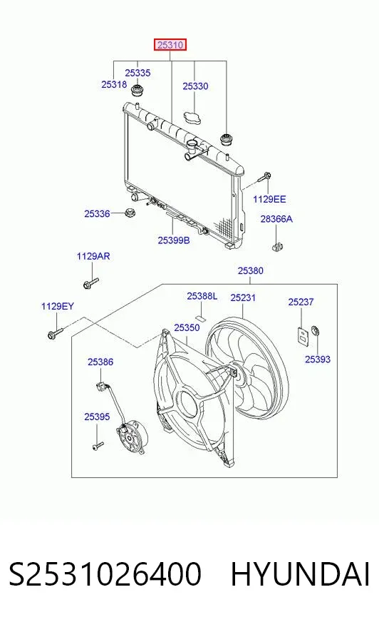 Радіатор S2531026400 Hyundai/Kia