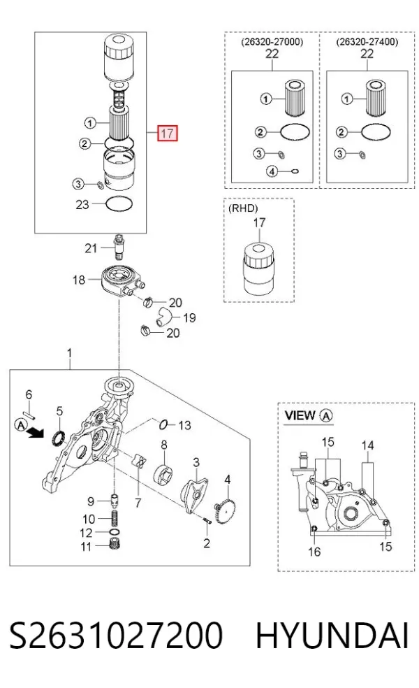 Масляний фільтр S2631027200 Hyundai/Kia