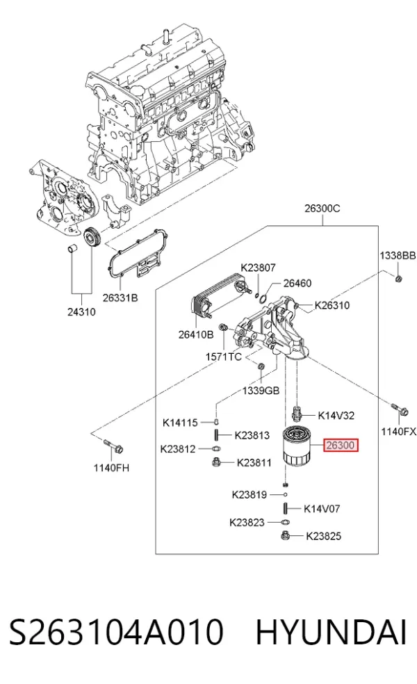 Масляний фільтр S263104A010 Hyundai/Kia