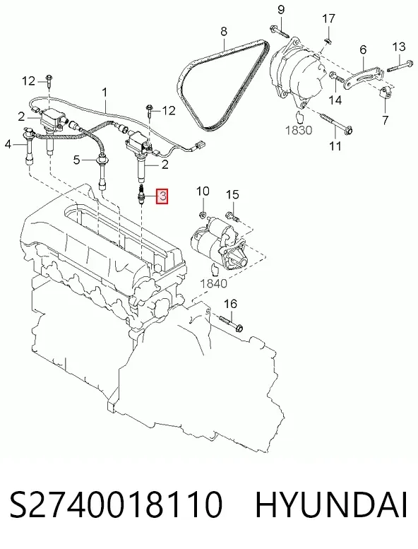 Свічки запалювання S2740018110 Hyundai/Kia
