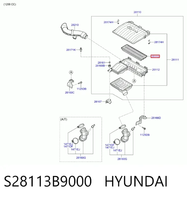 Повітряний фільтр S28113B9000 Hyundai/Kia
