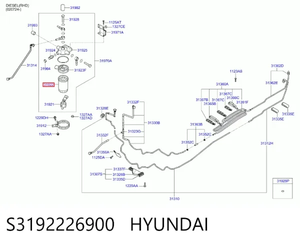 Паливний фільтр S3192226900 Hyundai/Kia