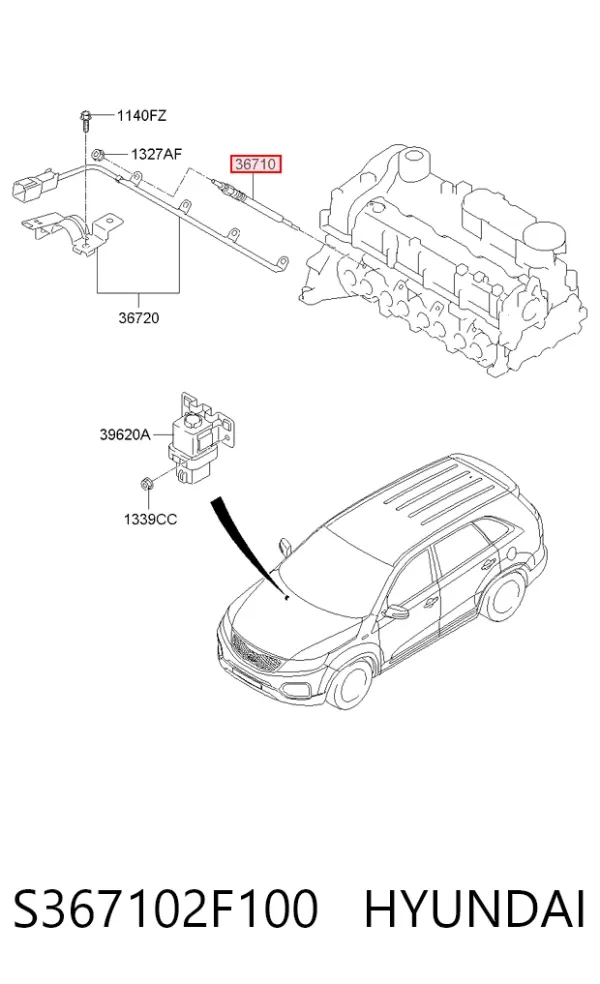 Свічка накалу S367102F100 Hyundai/Kia