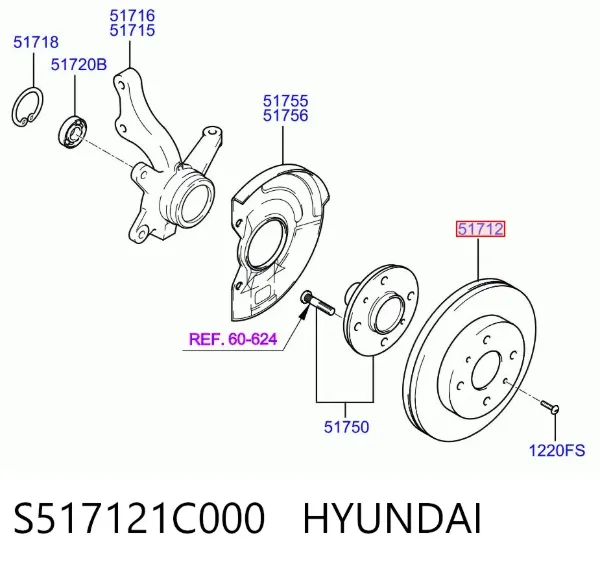 Гальмівні диски передні S517121C000 Hyundai/Kia