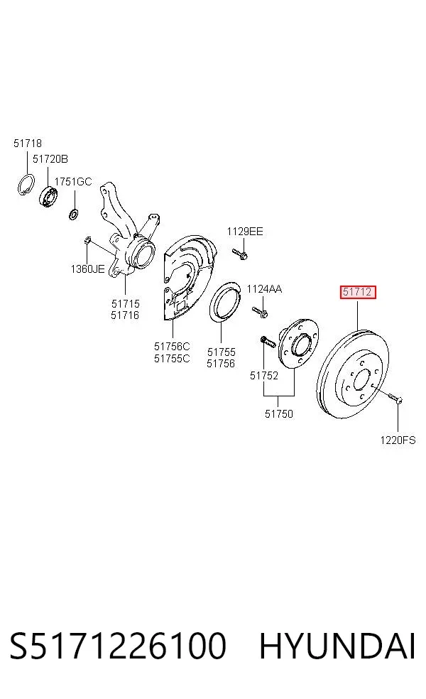 Гальмівні диски передні S5171226100 Hyundai/Kia