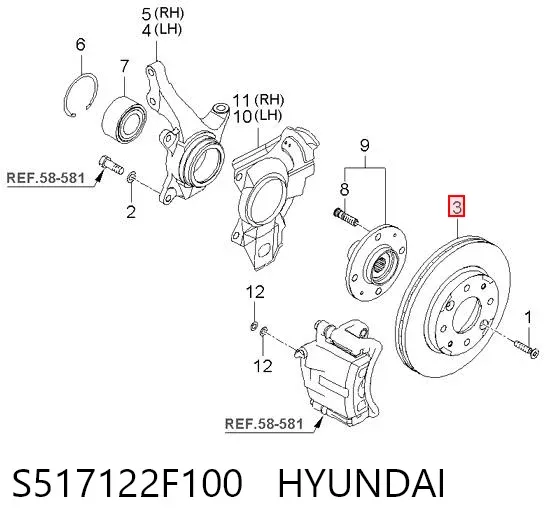 Гальмівні диски передні S517122F100 Hyundai/Kia