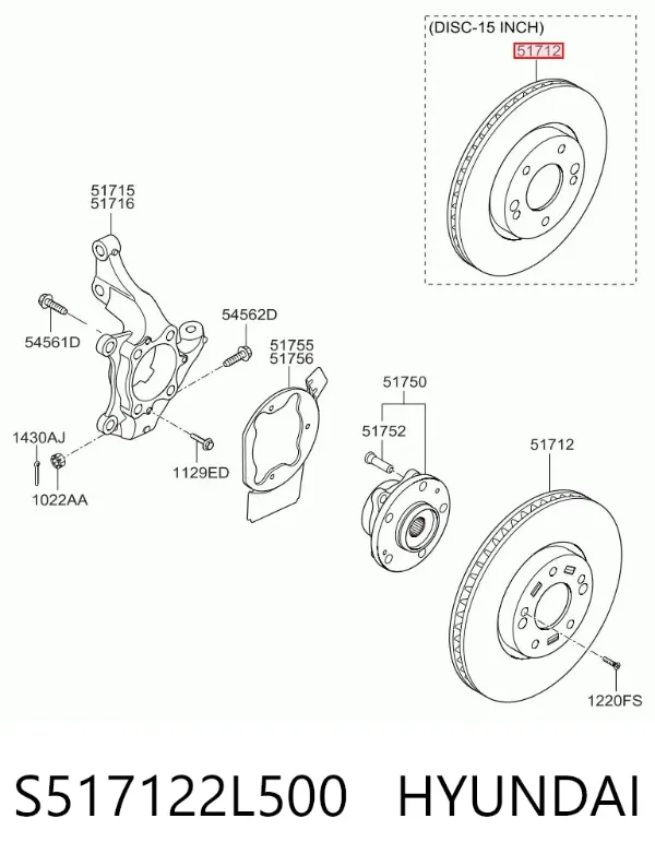 Гальмівні диски передні S517122L500 Hyundai/Kia