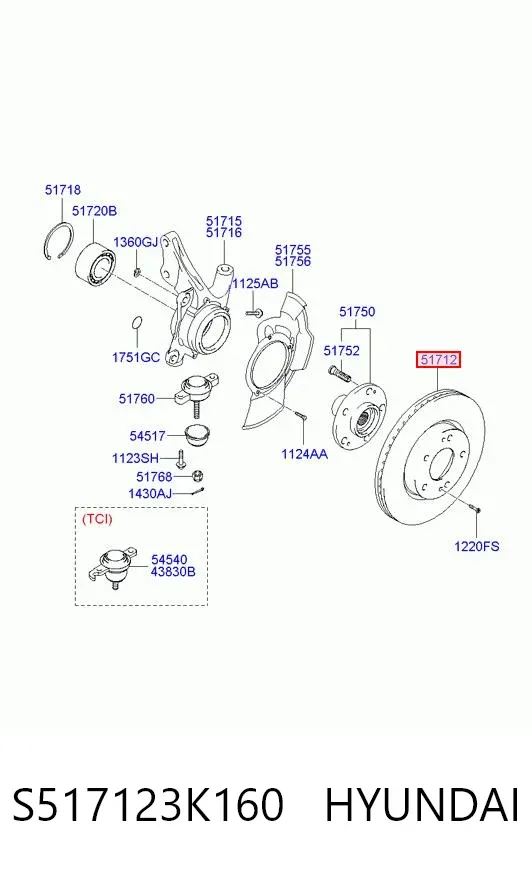 Гальмівні диски передні S517123K160 Hyundai/Kia