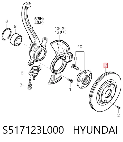 Гальмівні диски передні S517123L000 Hyundai/Kia