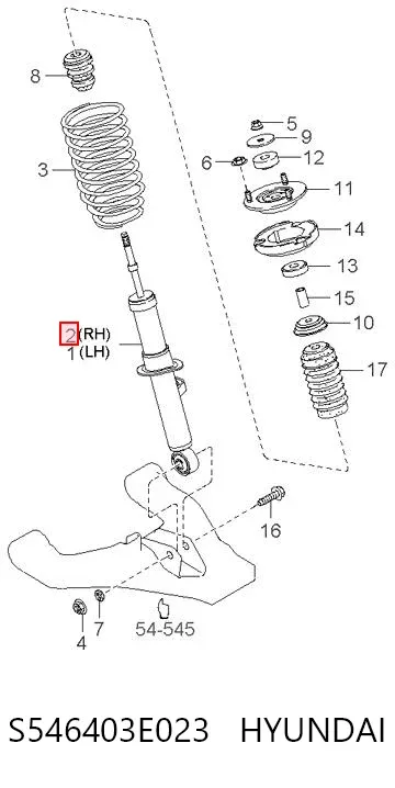 Амортизатор передній, правий S546403E023 Hyundai/Kia