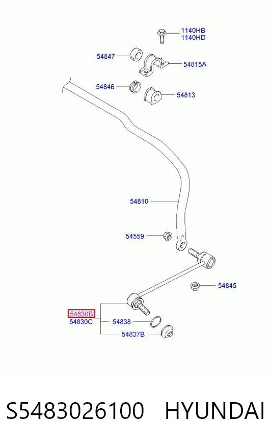 Стійка стабілізатора переднього, ліва S5483026100 Hyundai/Kia