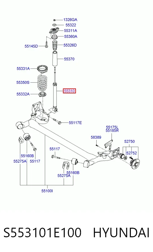 Амортизатор задній S553101E100 Hyundai/Kia