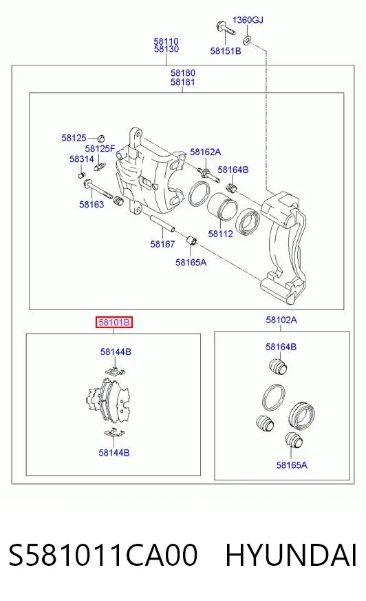 Передні тормозні колодки S581011CA00 Hyundai/Kia
