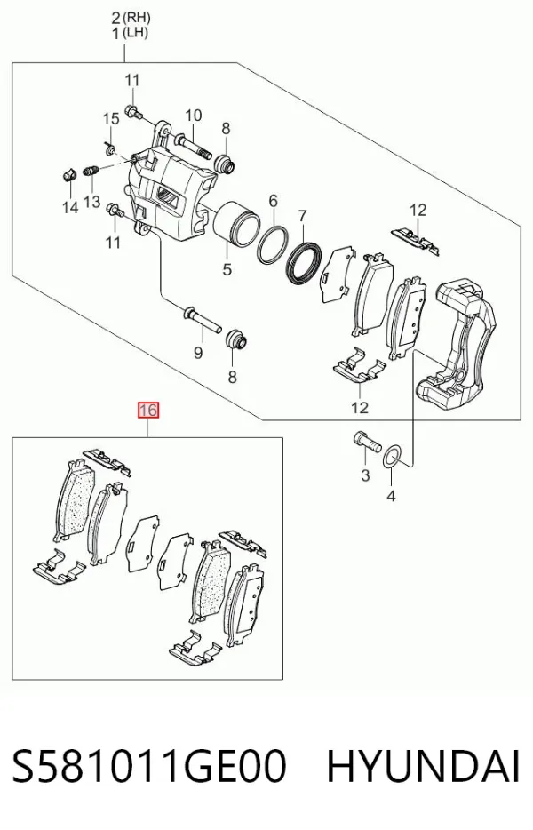 Передні тормозні колодки S581011GE00 Hyundai/Kia