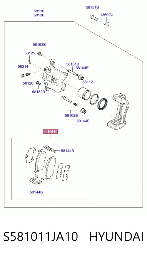 Передні тормозні колодки S581011JA10 Hyundai/Kia