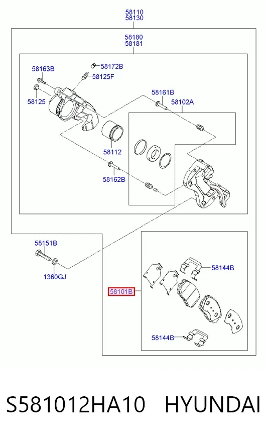 Передні тормозні колодки S581012HA10 Hyundai/Kia