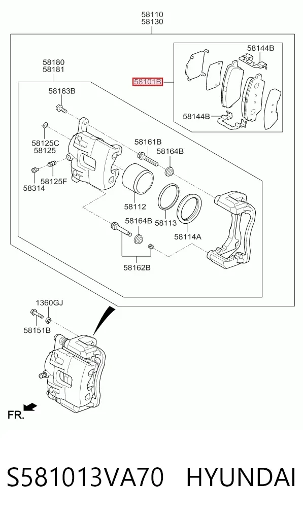 Передні тормозні колодки S581013VA70 Hyundai/Kia