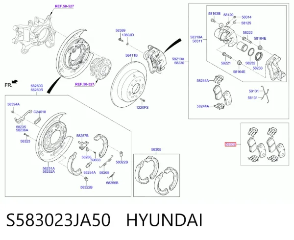 Задні гальмівні колодки S583023JA50 Hyundai/Kia